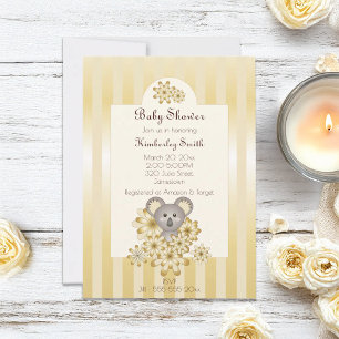 Invitation Fête de naissance genre neutre avec un ours koala