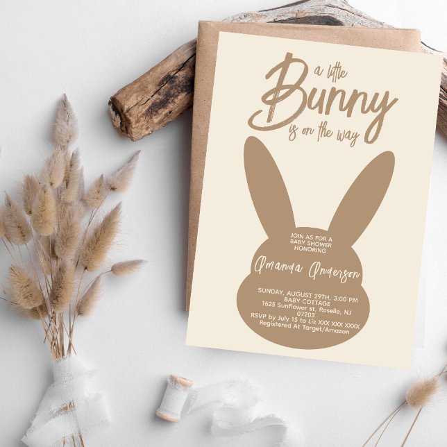 Invitation Fête de naissance genre neutre de lapin (Créateur téléchargé)