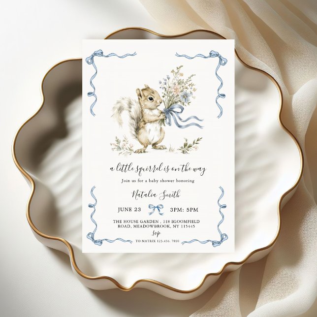 Invitation Fête de Naissance Genre Neutre Écureuil de la Forê (Créateur téléchargé)
