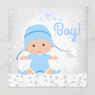 Invitation Fête de naissance Hiver Merveilleux Flocon de Neig