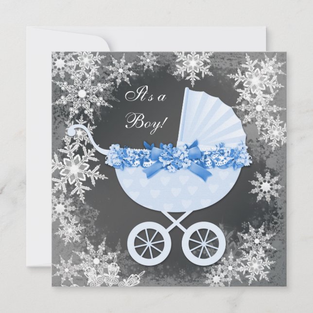 Invitation Fête de naissance Hiver Merveilleux Flocon de Neig (Devant)