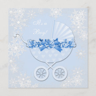 Invitation Fête de naissance Hiver Merveilleux Flocon de Neig