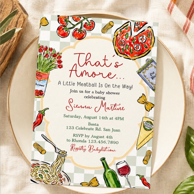 Invitation Fête de naissance italienne | C'est l'amour |  (Créateur téléchargé)