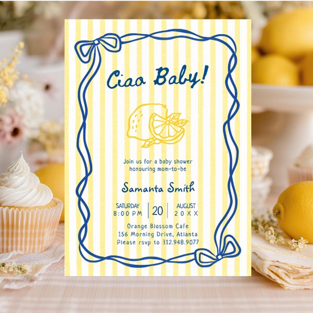 Invitation Fête de naissance italienne Ciao Bambino (Créateur téléchargé)