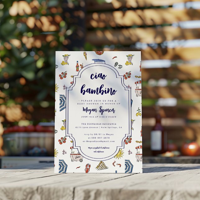 Invitation Fête de naissance italienne Ciao Bambino  (Créateur téléchargé)