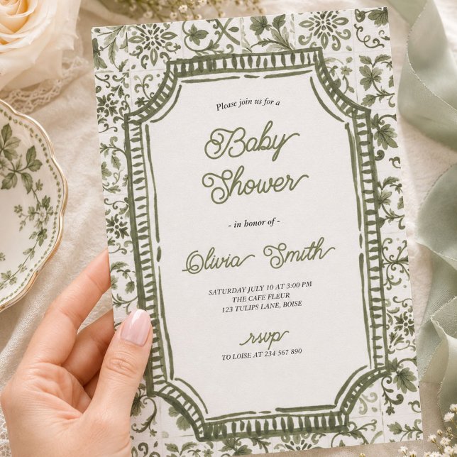 Invitation Fête de naissance jardin botanique vintage (Créateur téléchargé)
