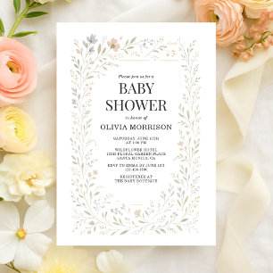 Invitation Fête de naissance Jardin de fleurs sauvages printa
