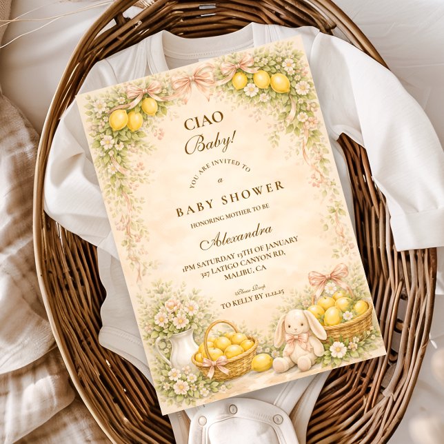 Invitation Fête de Naissance Jardin de Lapin aux Citrons Ital (Créateur téléchargé)