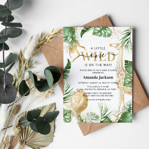 Invitation Fête de naissance Jungle Safari Faune et Or
