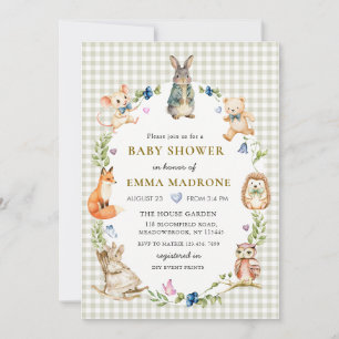 Invitation Fête de Naissance Lapin Mignon en Forêt