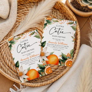 Invitation Fête de naissance Little Cutie Orange Citron