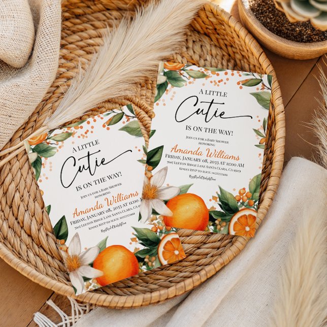 Invitation Fête de naissance Little Cutie Orange Citron (Créateur téléchargé)