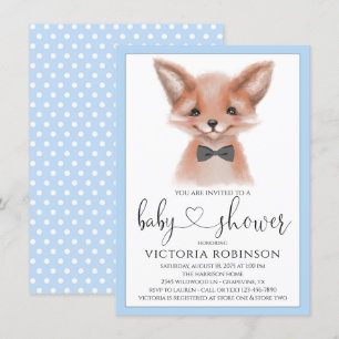Invitation Fête de Naissance Little Man Boy Woodland Fox
