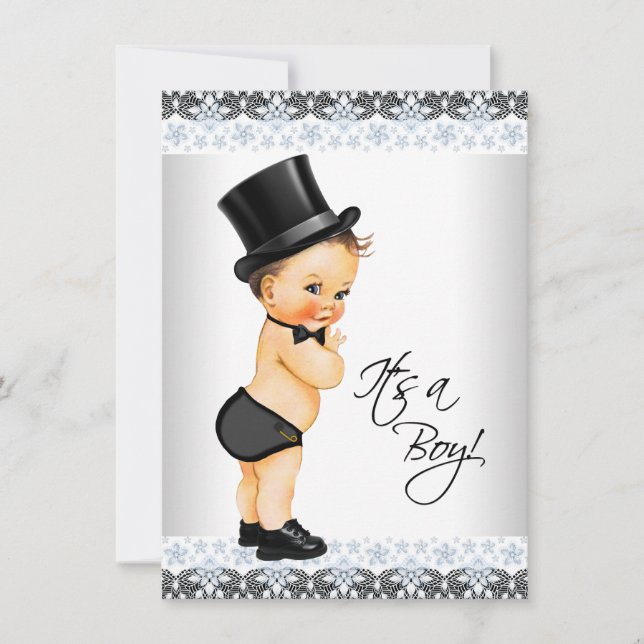 Invitation Fête de naissance Little Man C'est un garçon (Devant)