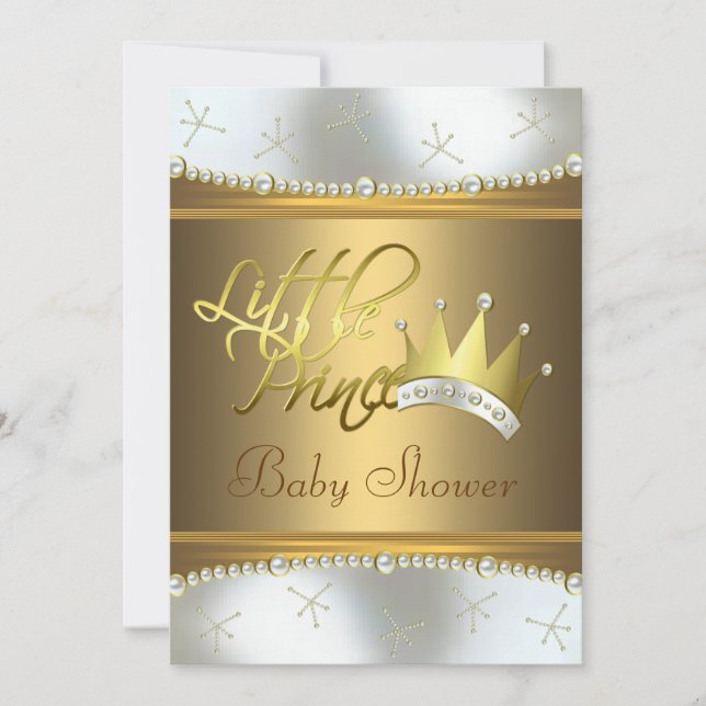 Invitation Fête de naissance Little Prince élégante blanche e (Devant)