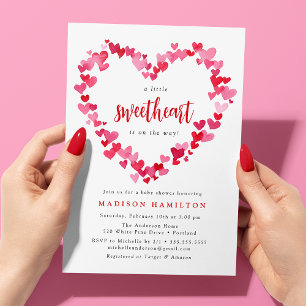 Invitation Fête de naissance Little Sweetheart Bébé aux coeur