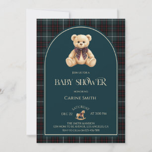 Invitation Fête de naissance Luxe Vintage Ourson