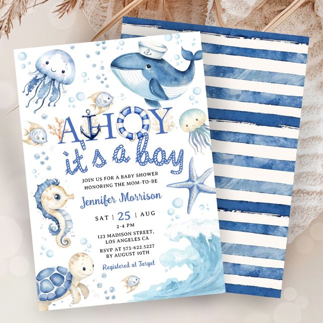 Invitation Fête de naissance nautique : C'est un garçon ! (Créateur téléchargé)