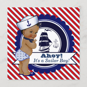 Invitation Fête de naissance nautique pour garçon afro-améric