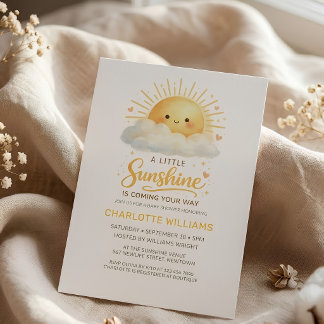 Invitation Fête de Naissance Nuageux Mignon Genre Neutre Enso