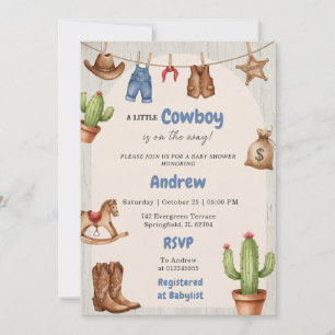 Invitation Fête de naissance numérique Western vintage pour g
