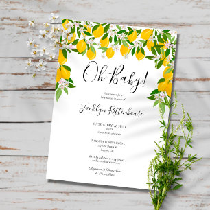Invitation Fête de naissance Oh Baby Lemon Blossom Greenery B