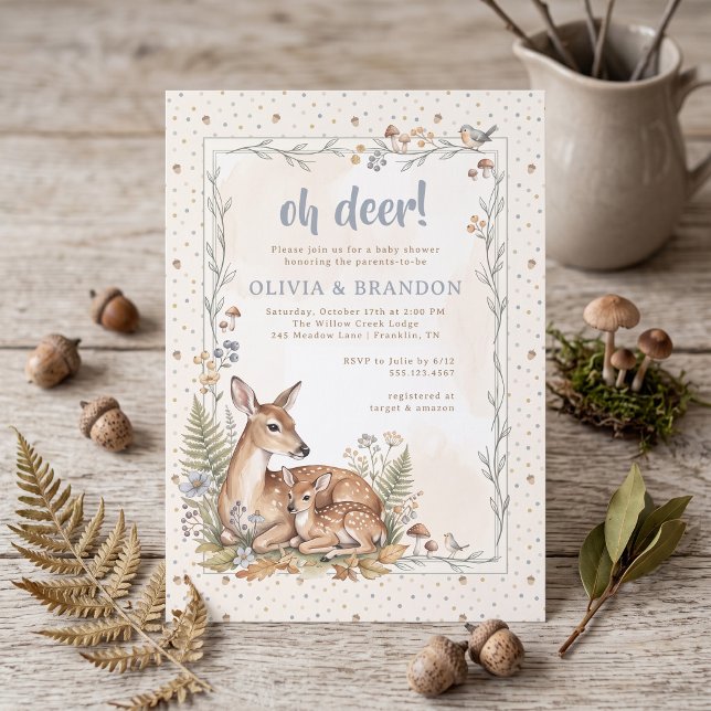 Invitation Fête de Naissance Oh Deer Woodland (Créateur téléchargé)