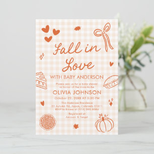 Invitation Fête de naissance Orange Gingham Dessinée à la mai