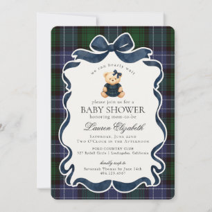Invitation Fête de naissance Ourson à nœud papillon Préparato