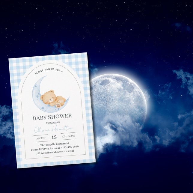 Invitation Fête de naissance Ourson Bleu (Créateur téléchargé)