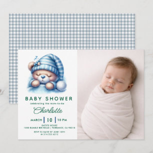Invitation Fête de naissance Ourson Mignon