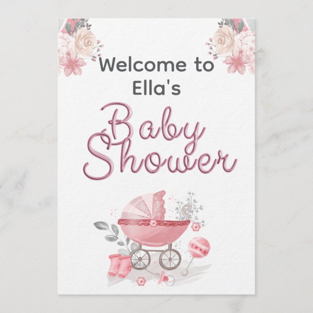 Invitation Fête de naissance personnalisée pour bébé fille av (Devant)