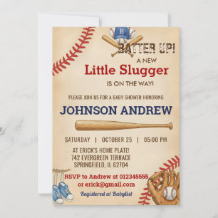 Invitation Fête de naissance personnalisée vintage Little Slu