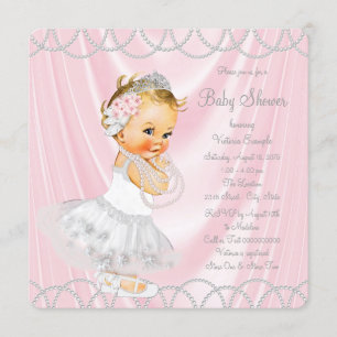 Invitation Fête de Naissance Petite Fille Satin Rose Perle