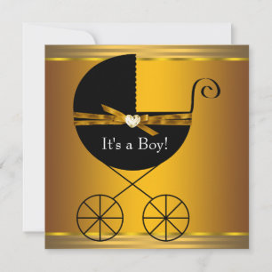 Invitation Fête de naissance pour bébé garçon au thème calèch