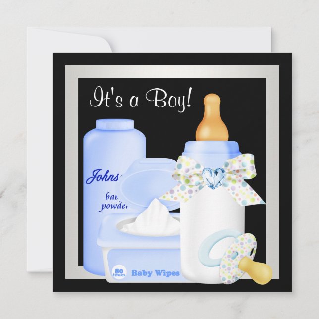 Invitation Fête de naissance pour un adorable petit garçon en (Devant)