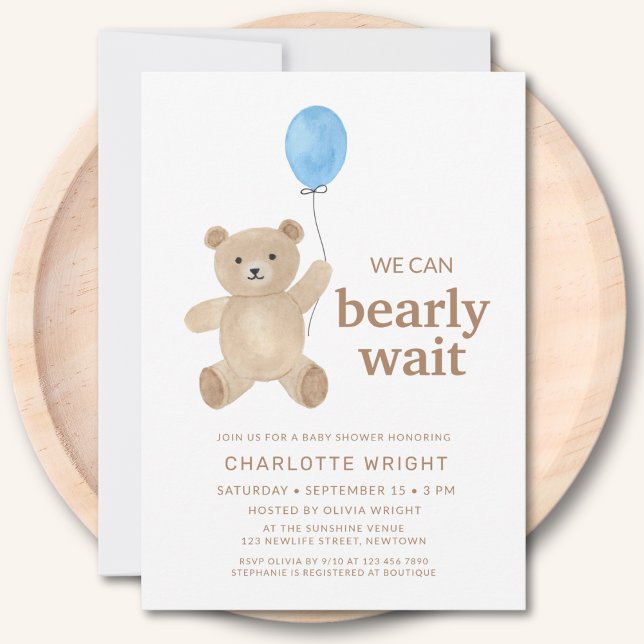 Invitation Fête de naissance pour un garçon Ourson (Créateur téléchargé)