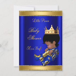 Invitation Fête de naissance Prince Boy Bébé Bleu Ethnique 2