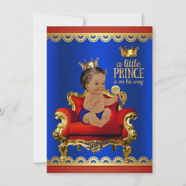 Invitation Fête de naissance Prince Ethnique Garçon Chaise Ro (Devant)
