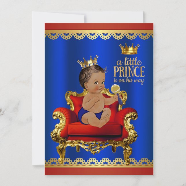 Invitation Fête de naissance Prince Ethnique Garçon Chaise Ro (Devant)