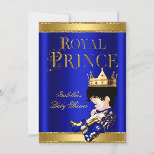 Invitation Fête de naissance Prince Royal Bébé Bleu OR