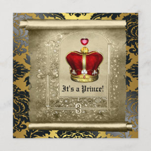 Invitation Fête de naissance Prince Royal Rouge Régale