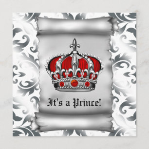 Invitation Fête de naissance Prince Royal Rouge Régale