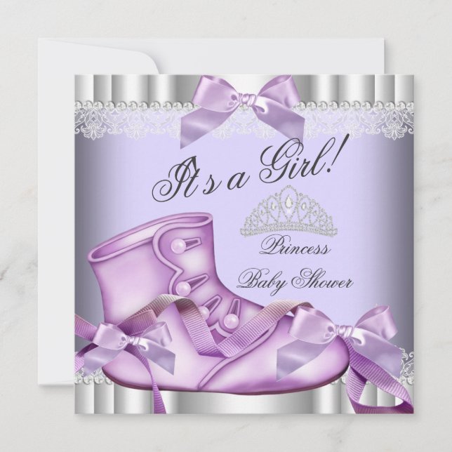 Invitation Fête de naissance Princesse Élégante Bébé Fille de (Devant)