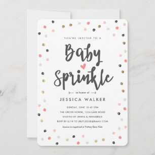 Invitation Fête de naissance Rose Confetti Fille Baby Sprinkl