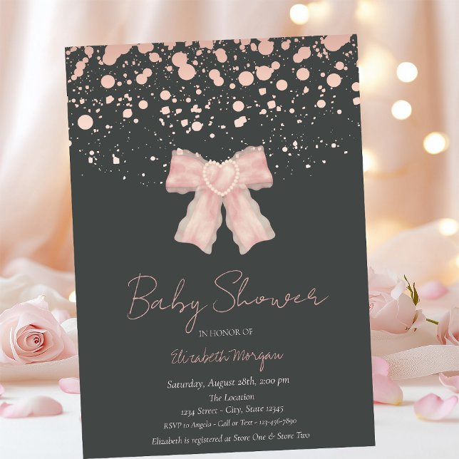 Invitation Fête de naissance Rose Gold Confettis Arc-en-ciel  (Créateur téléchargé)