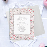 Fête de naissance Rose Pâle et Feuilles Blanches S