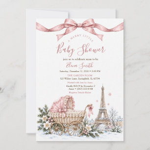 Invitation Fête de naissance Rose Pâle Hiver Parisien