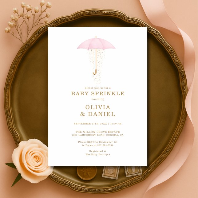 Invitation Fête de naissance rose pour bébé fille Baby Sprink (Créateur téléchargé)