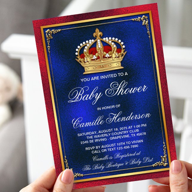 Invitation Fête de naissance royale chic (Créateur téléchargé)